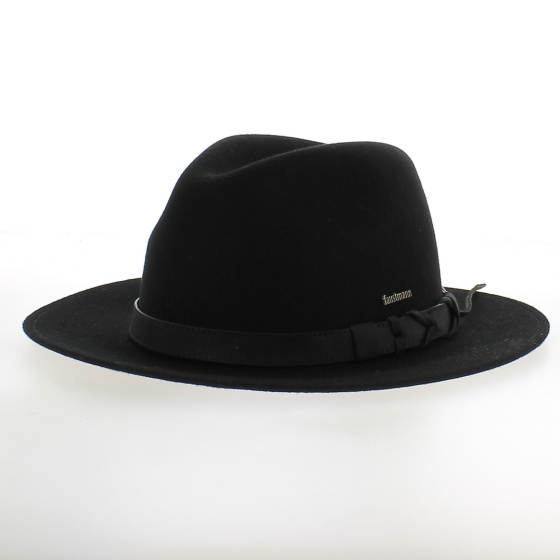 Waterproof Traveller Hat Wool Felt Black or Dark Heathered Anthracite Grey - Traclet