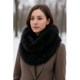 Fox Fur & Black Jersey Neck Warmer - Traclet