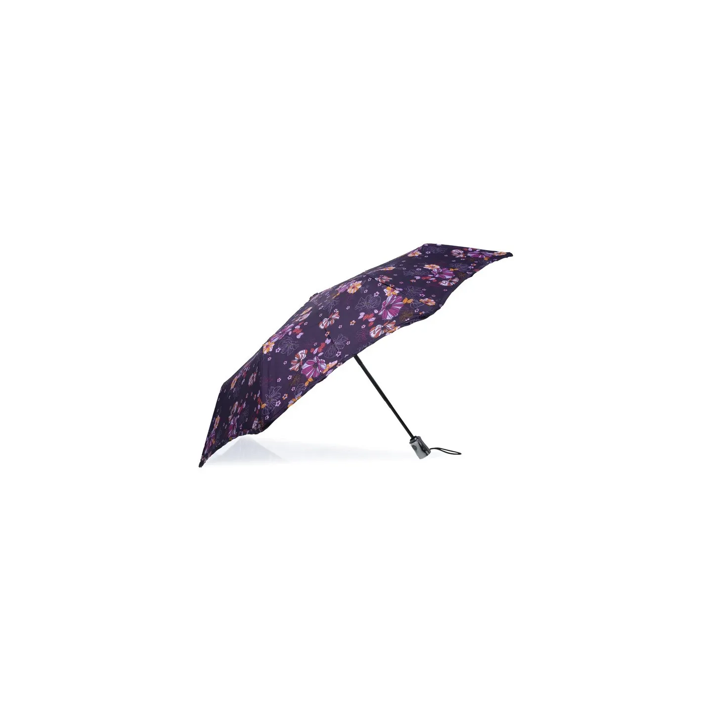 X-TRA Solid Automatic Mini Umbrella Aubergine Flowers - Isotoner