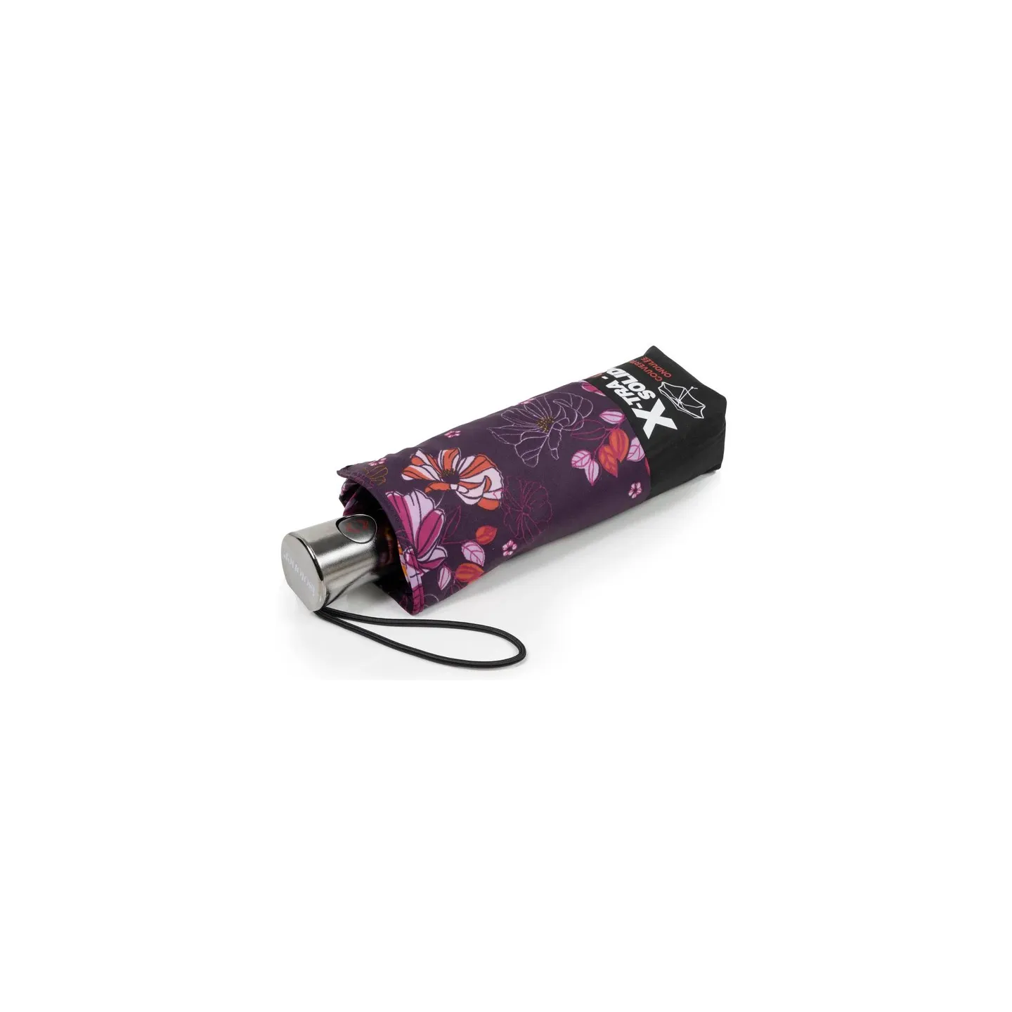 Mini Parapluie X-TRA Solide Automatique Fleurs Aubergine - Isotoner