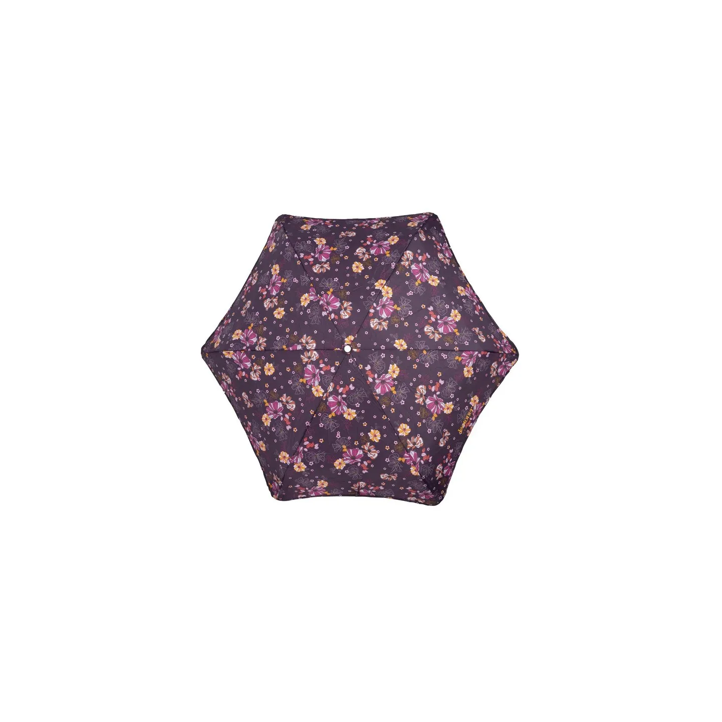 X-TRA Solid Automatic Mini Umbrella Aubergine Flowers - Isotoner