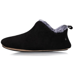 Chaussons Bottillons Bas Fausse Fourrure Noir- Isotoner