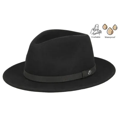 Chapeau Traveller Mouthe Crushable Feutre Noir - Flechet