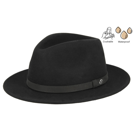 Traveller Mouthe Crushable Black Felt Hat - Flechet