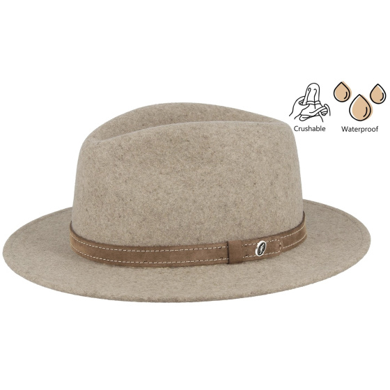 Traveller Hat Mouthe Crushable Felt Mottled Beige - Flechet