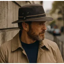 Chapeau Sintra Coton Huilé Imperméable Marron - Flechet