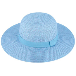 Elena Sky Blue Paper Straw Sun Hat - Traclet