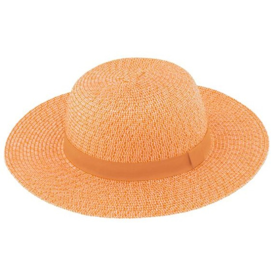 Elena Orange Paper Straw Sun Hat - Traclet