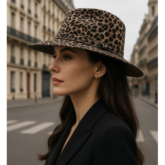 Fedora Hat Teramo Leopard Wool - Flechet