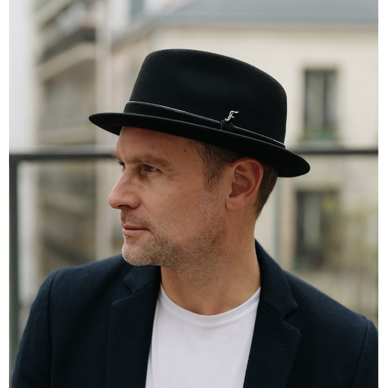 Porkpie Hat Novare Black Felt - Fléchet