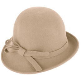Chapeau Cloche Lidia Feutre Laine Beige - Traclet