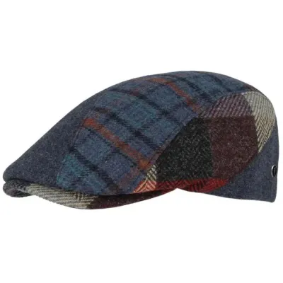 Cosenza Patchwork Virgin Wool Flat Cap - Flechet ref 22444 traclet hat shop