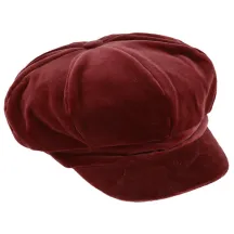 Anna Burgundy Velvet Newsboy Cap - Traclet Reference: 22448| Chapellerie Traclet