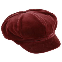 Anna Burgundy Velvet Newsboy Cap - Traclet
