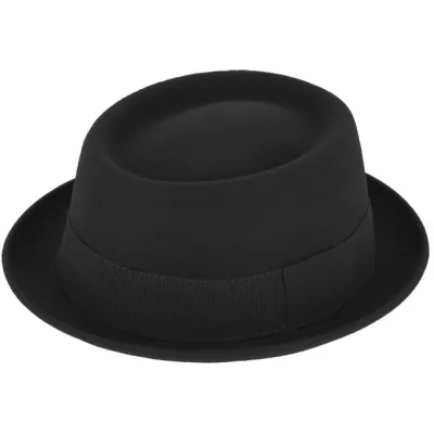 Black Wool Felt Porkpie Salerne Hat - Traclet Reference: 10875 | Traclet Hat Shop