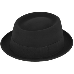 Black Wool Felt Porkpie Hat - Traclet