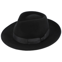 Black Wool Felt Fedora Hat