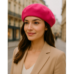 Classic Raspberry Wool Beret - Traclet