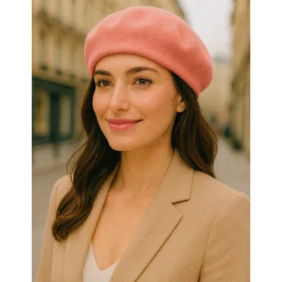 Béret Classique Rose Laine - Traclet