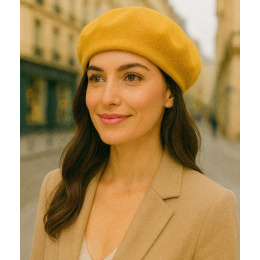 Classic Yellow Wool Beret - Traclet