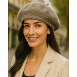 Classic Light Brown Wool Beret - Traclet