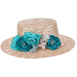 Women's Mayra Boater Hat Natural Straw - Traclet