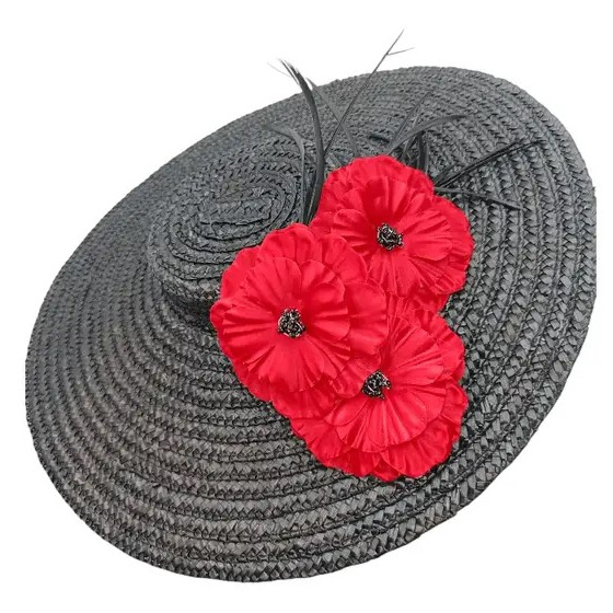 Chapeau Provençal Pamela Carmina Paille Noir - Traclet