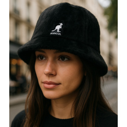 Black Faux Fur Casual Bucket Hat - Kangol