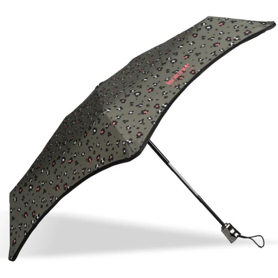 X-TRA Solid Automatic Umbrella with Khaki Leopard Print - Isotoner