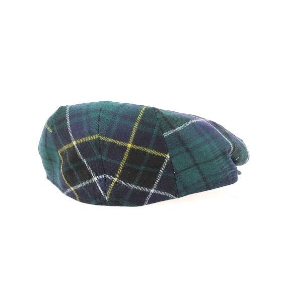 Green and blue Limerick tartan cap