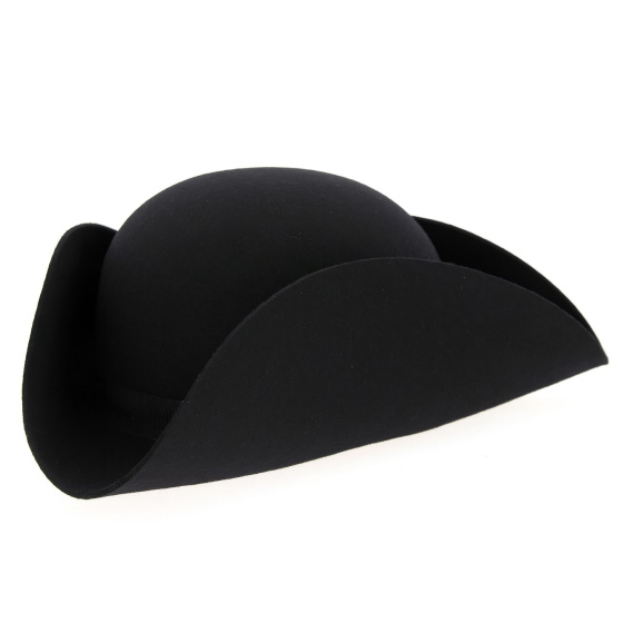 Chapeau Tricorne Feutre Laine noir- Traclet