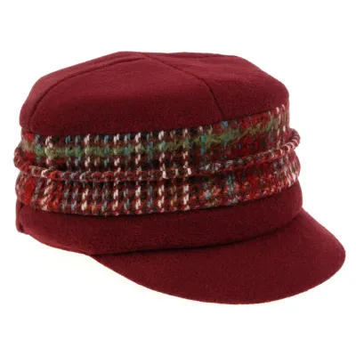 Newsboy Cap Ebony Fleece Burgundy - Traclet Reference: 22506| Chapellerie Traclet