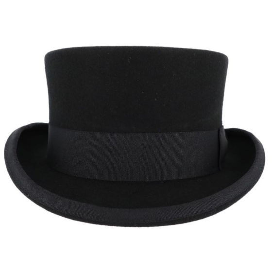 Black Wool Felt Half Top Hat - Traclet