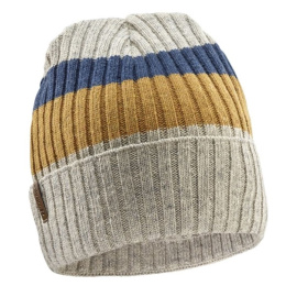 Recycled Edgar Beanie with Cuff Gray-Yellow-Blue - Le Drapo