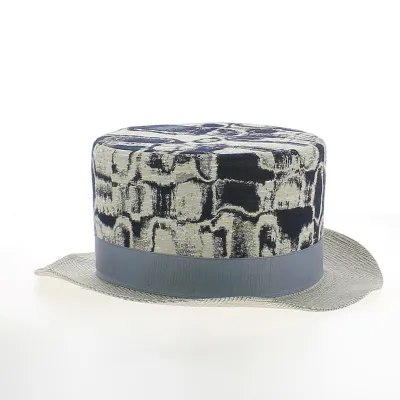 Blue patterned top hat CILINDRO - Alfonso d'este Reference: 22533