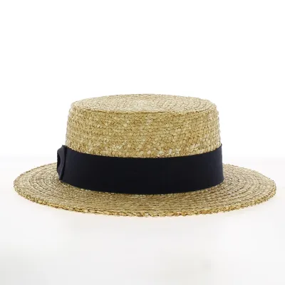 Natural Straw Boater Hat Black Ribbon - Stetson - Reference: 22543 | Chapellerie Traclet
