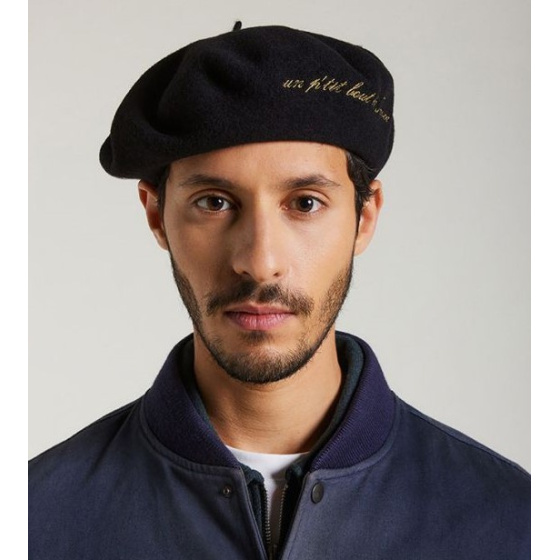 Larrun Gold Embroidery Black Beret - Heritage by Laulhère