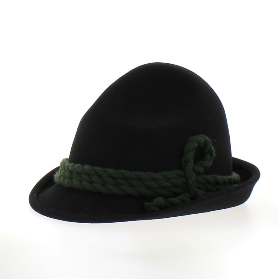 Chapeau Tyrolien noir cordage vert - Traclet