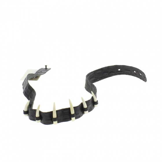 Garniture chapeau cuir et dents de croco
