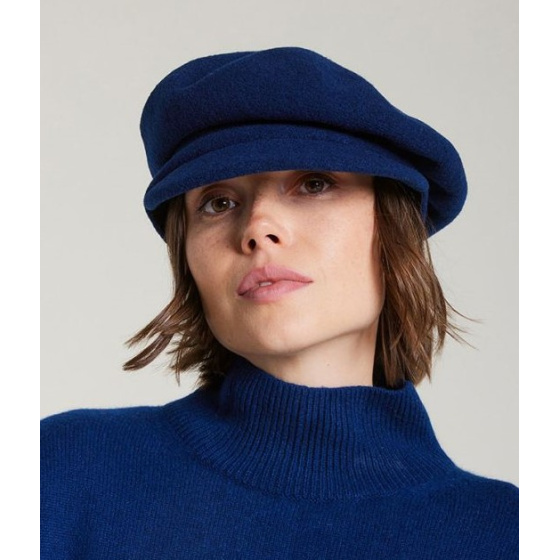 Casquette Ainhoa Laine Vierge Bleu - Laulhère