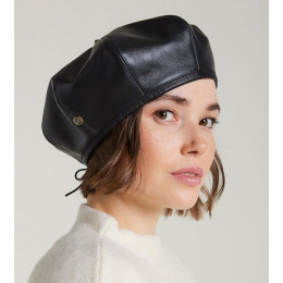 Zura Black Leather Beret - Laulhere