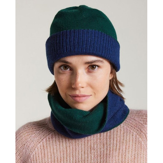 Two-tone Otxoa Green & Blue Wool Neck Warmer - Heritage by Laulhère