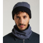 Bonnet Mendia Bicolore Laine Noir & Gris Foncé - Laulhère