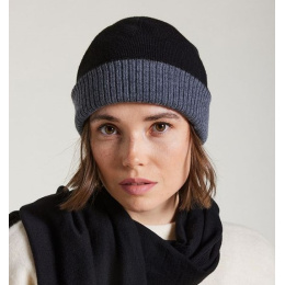 Bonnet Mendia Bicolore Laine Noir & Gris Foncé - Laulhère