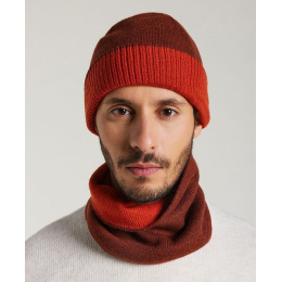 Bonnet Mendia Bicolore Laine ChĂ¢taigne & Brique - Laulhère