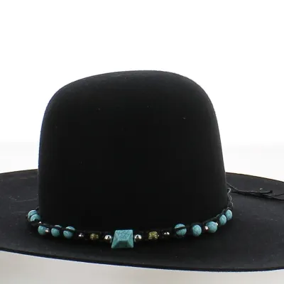 Garniture à Chapeau Perles bleu/argent/cordelette noir - Traclet