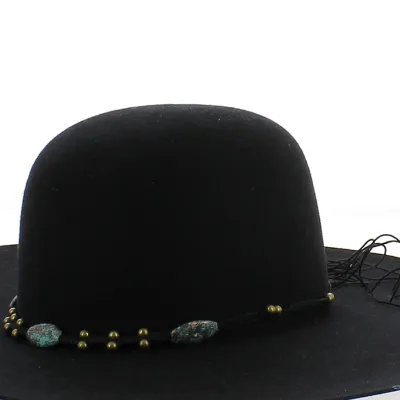 Garniture à Chapeau Perle bronze/amande bleuté/cordage noir - Traclet