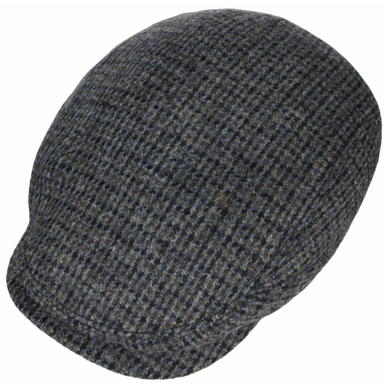 Casquette Plate Harris Tweed Laine Vierge Grise - Stetson
