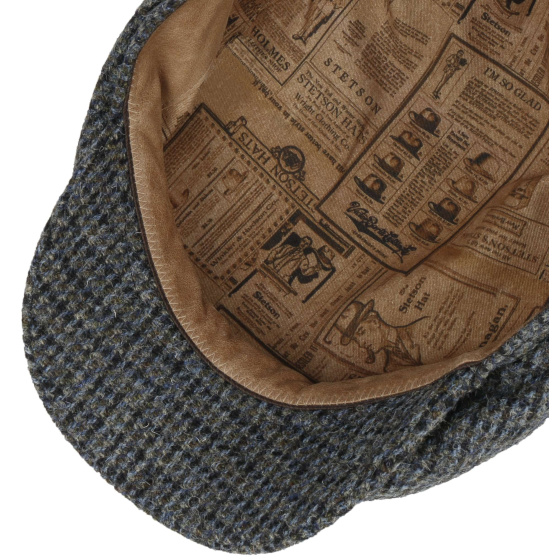 Casquette Plate Harris Tweed Laine Vierge Grise - Stetson