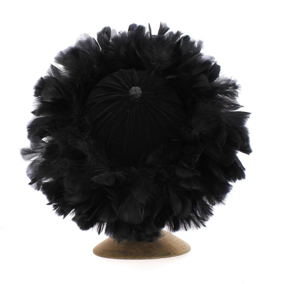 Show toque (Black Velvet with feathers) - Traclet